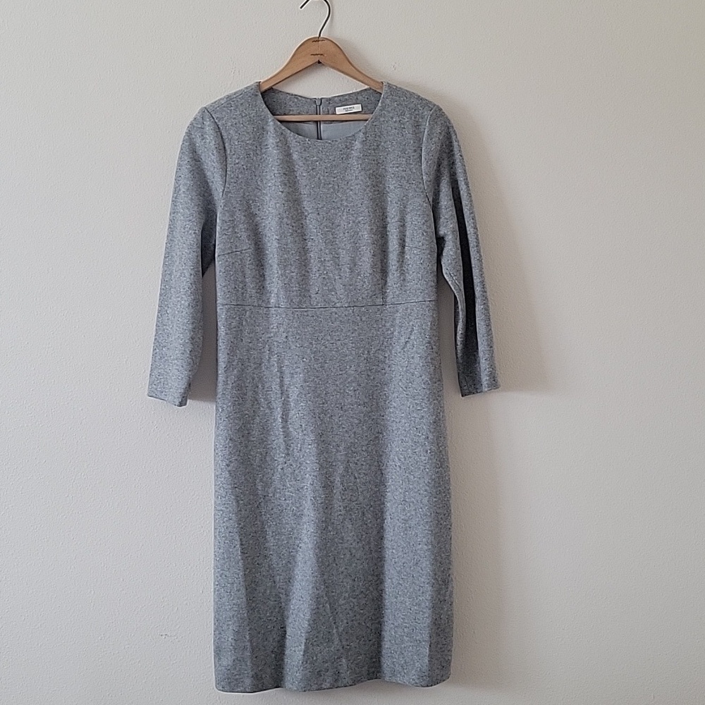 Peserico Grey Wool Blend Long Sleeve Midi Dress 44